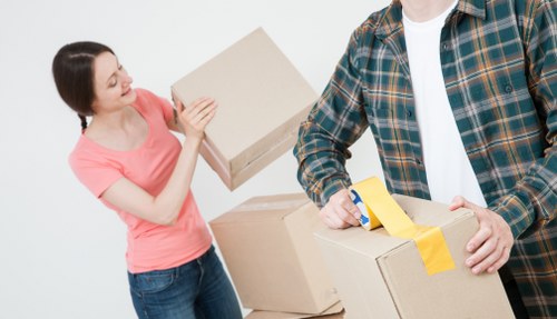 House removals team preparing boxes in Enfieldhighway