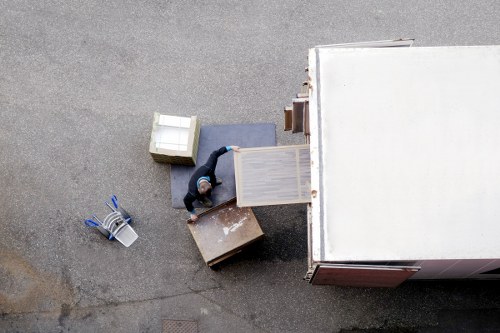 Boxes and household items arranged in a local storage unit