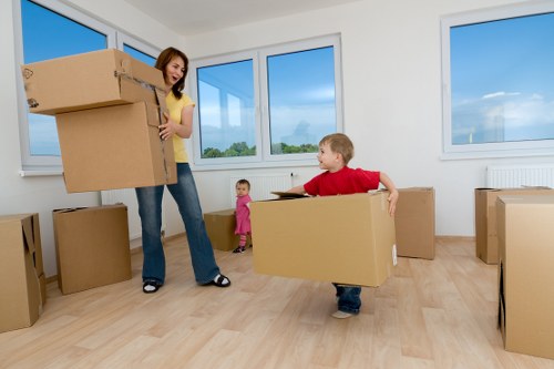 Secure storage unit with organized household belongings