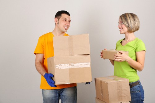 Packed moving boxes ready for house removals in Enfieldhighway